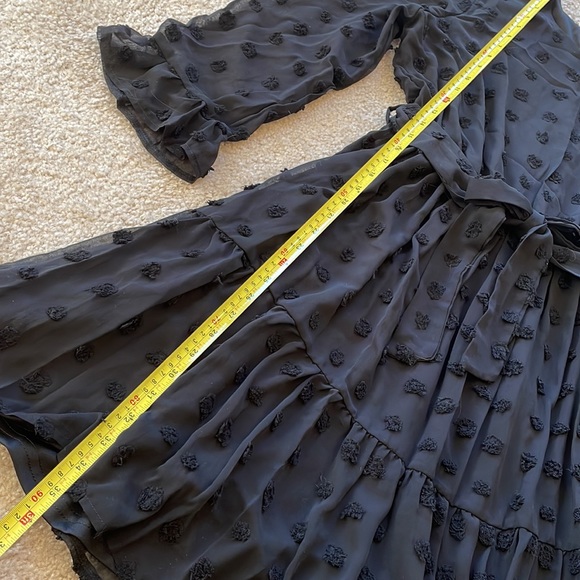 LARGE NWT! Long Sleeves Round Neck  Swiss Dot High Waist Chiffon Casual … - Picture 6 of 13